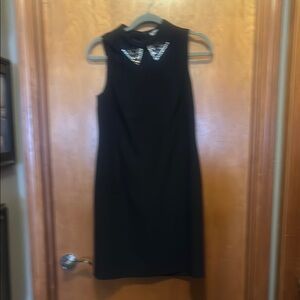 Eliza J Navy & Rhinestone Sheath Mini Dress